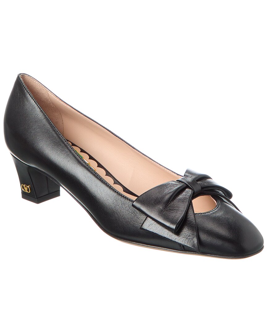 Shop Valentino Bow 45 Leather Pump In Black