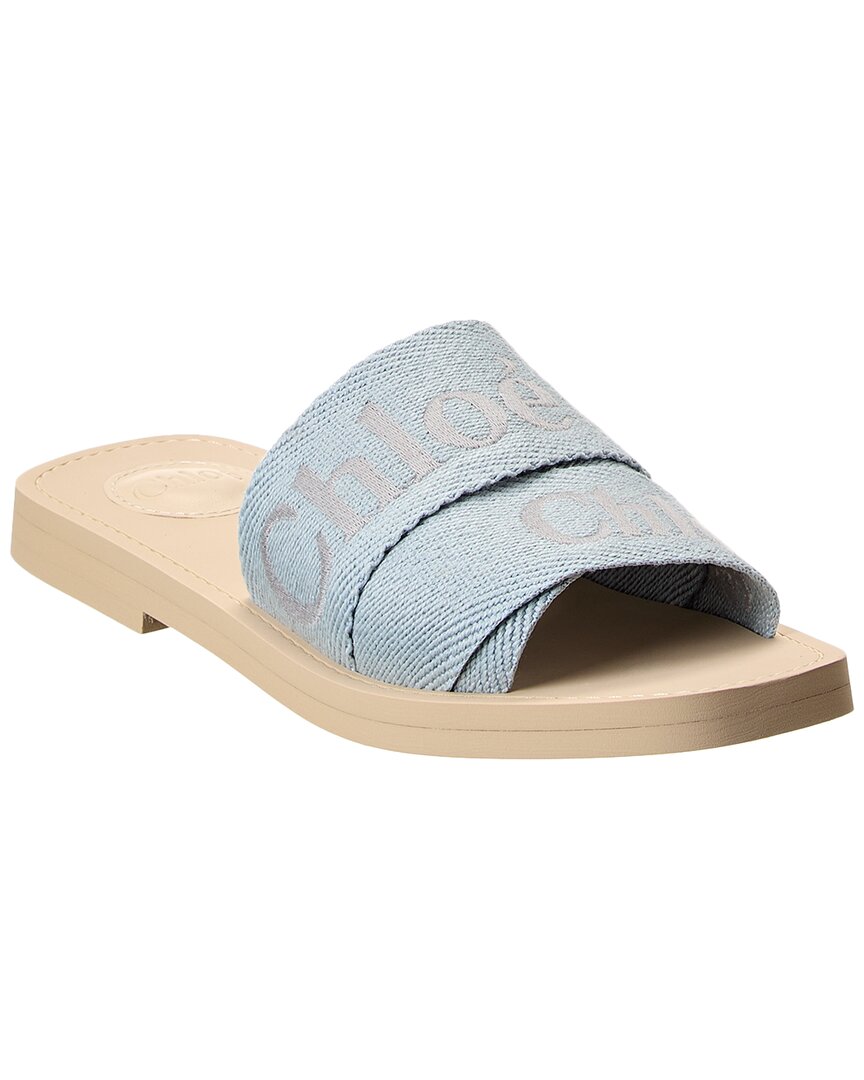 Chloé Womens Chloe Woody Logo-embroidered Linen Mules
