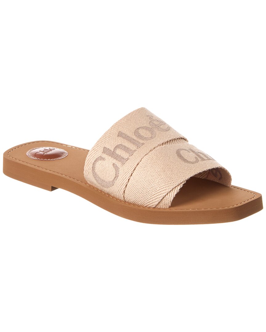 Shop Chloé Woody Logo Canvas Slide