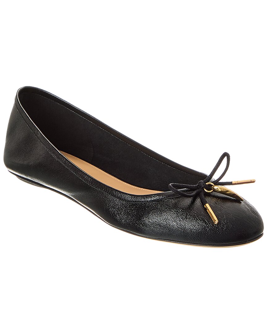 Shop Chloé Iris Leather Ballerina Flat In Black