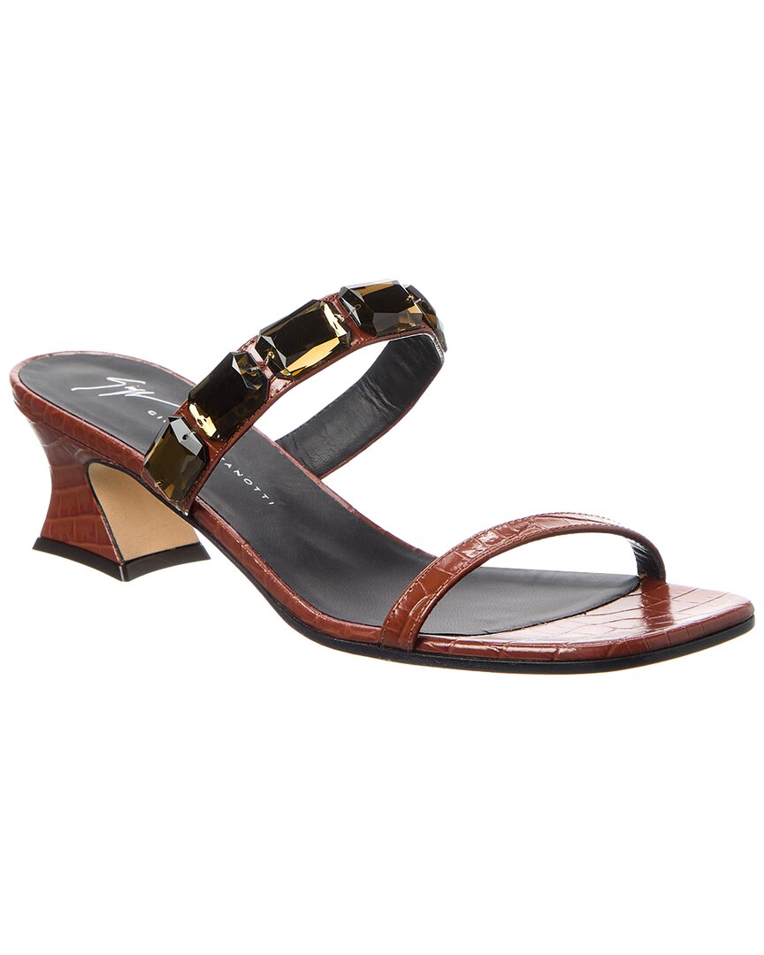 Giuseppe Zanotti Twingo 45 Croc-embossed Leather Sandal