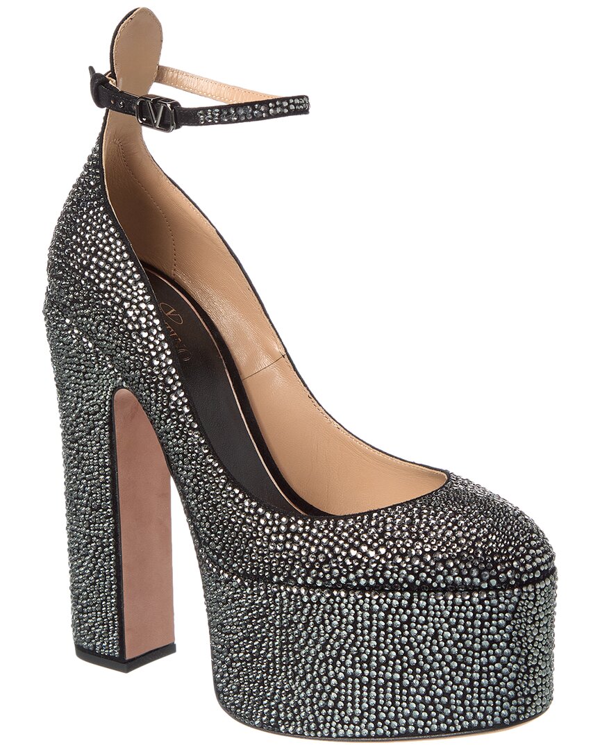 Valentino Tan-go 155 Suede Platform Pump In Black