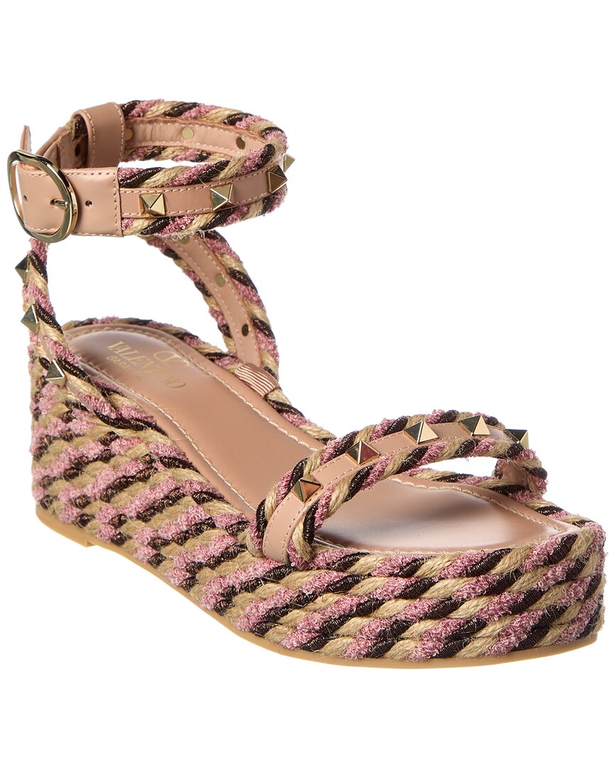 Valentino Rockstud 45 Leather Sandal In Pink