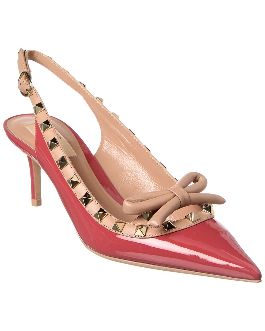 Valentino Rockstud 60 Patent Slingback Pump In Pink