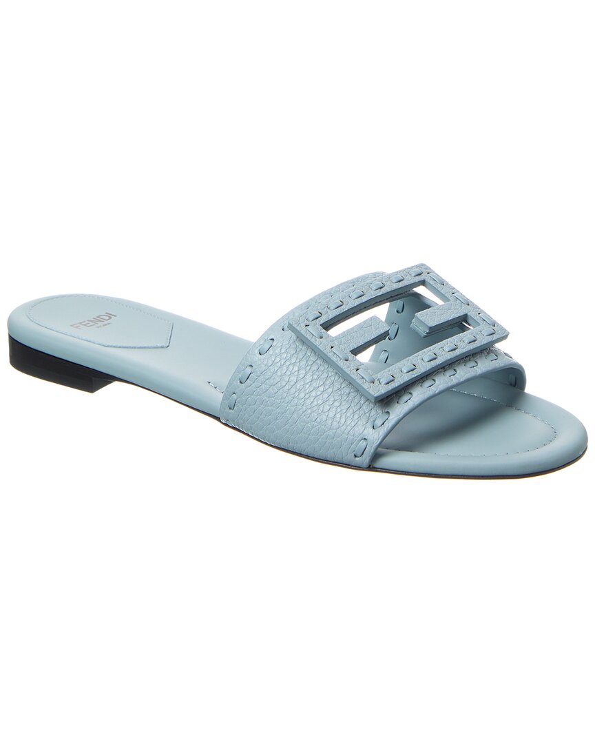 Fendi Light Blue Leather Sandals
