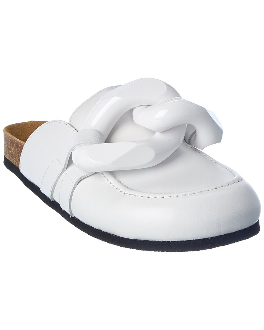 JW Anderson Mens Comfort Shoes Chain Leather Slip On Mule Sandals White 46M