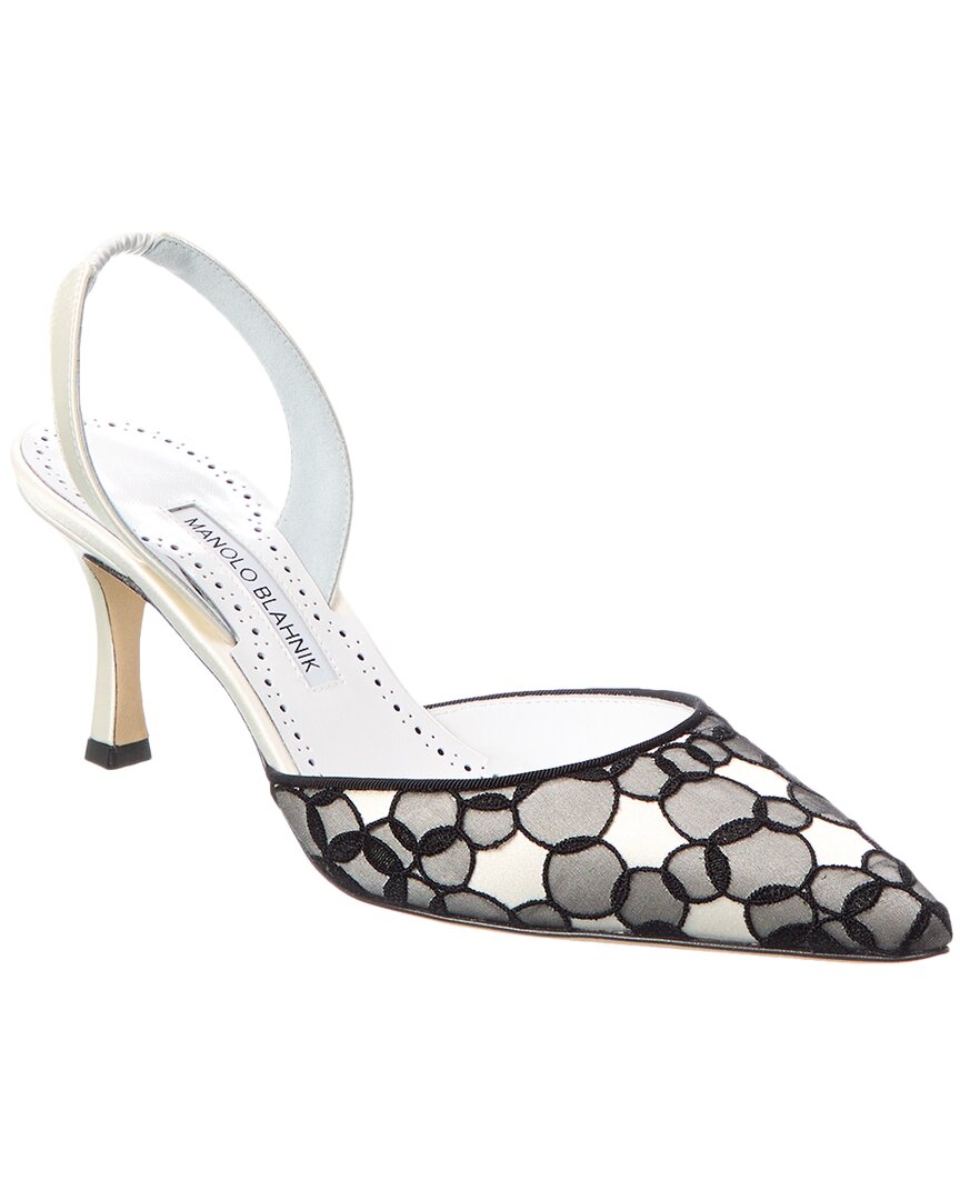 Manolo Blahnik Carolyne 70 Satin Slingback Pump In White