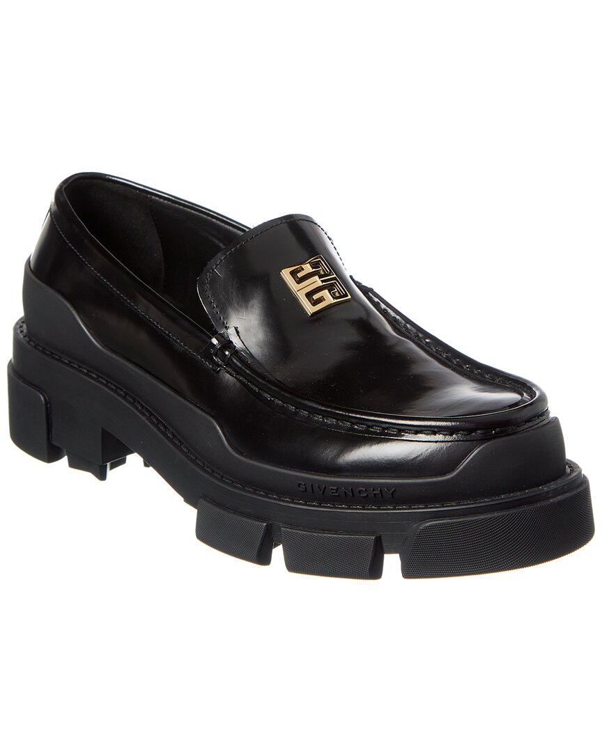 Givenchy Leather Terra Loafers With Front Monogram In Black