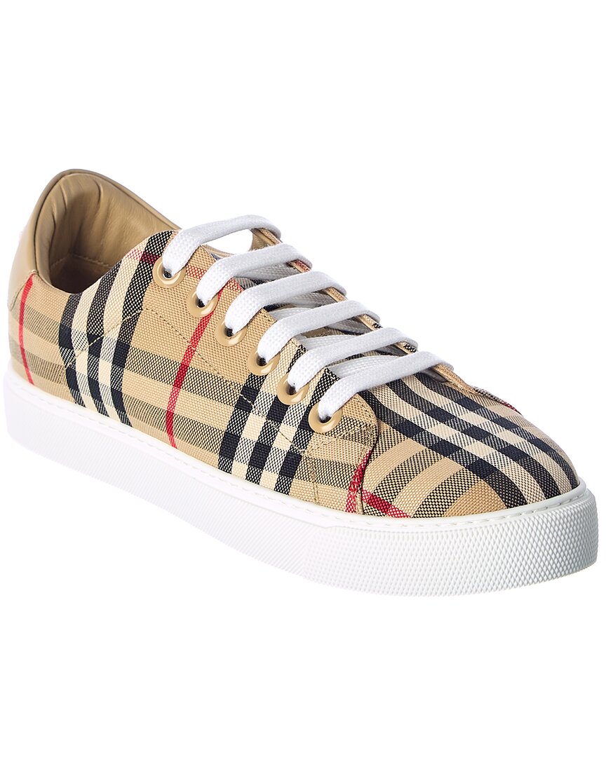 Shop Burberry Vintage Check Canvas Sneaker In Beige