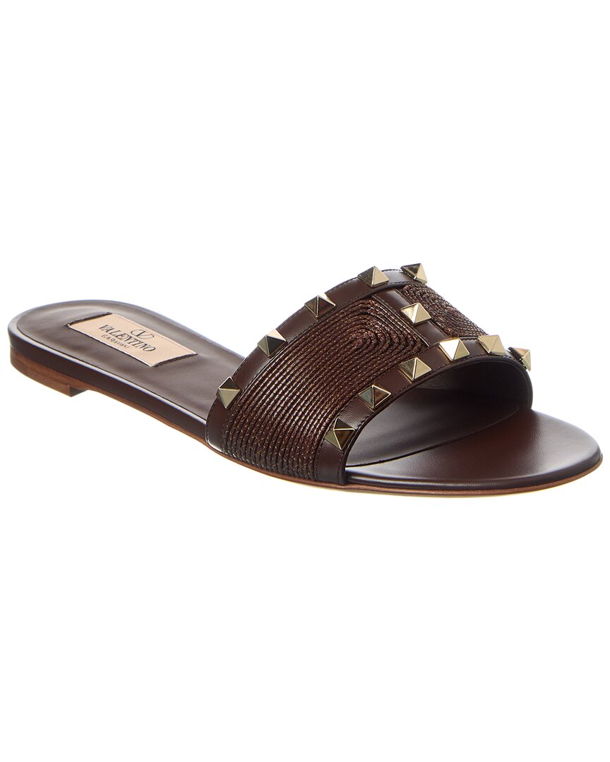 Valentino Garavani Valentino Rockstud Leather-trim Sandal
