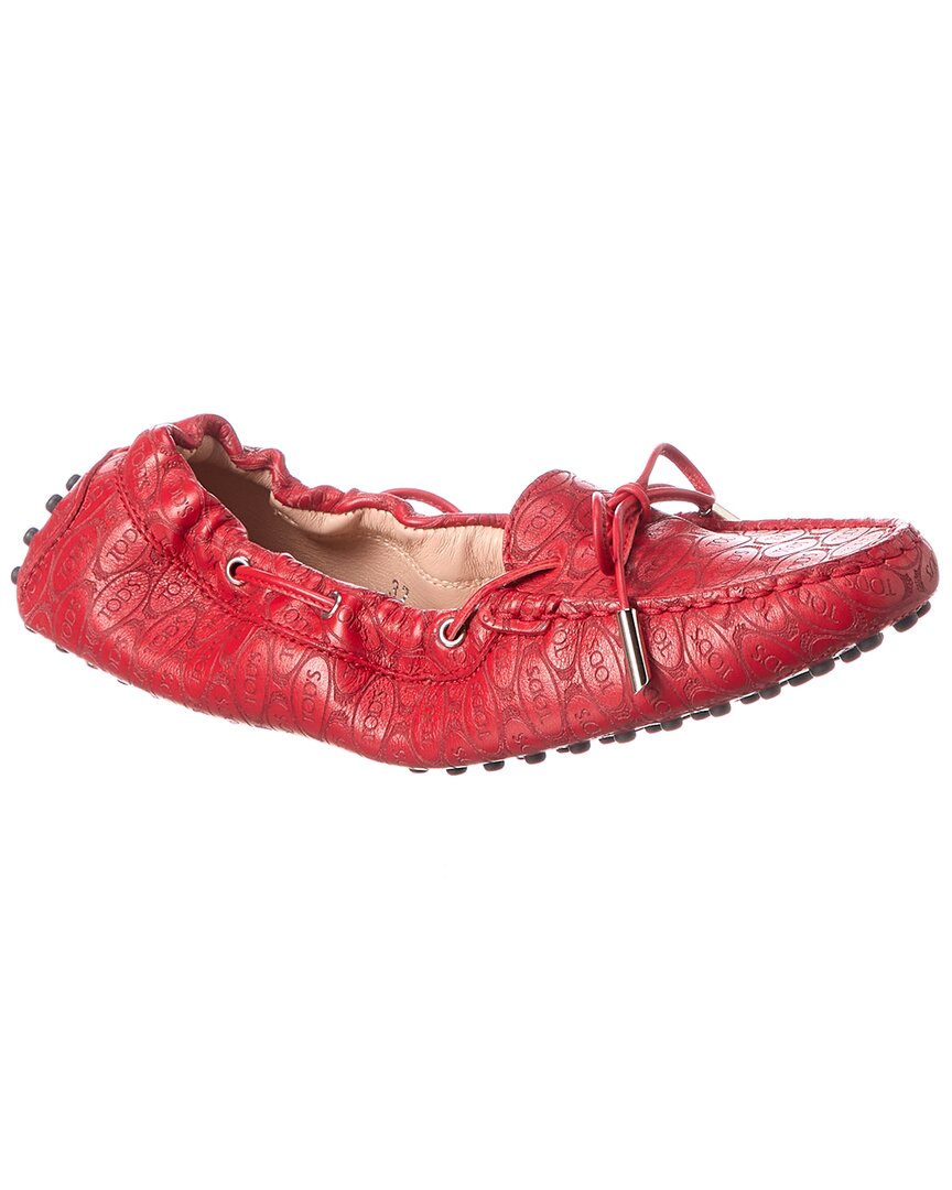Shop Tod's Logo Leather Loafer In Red