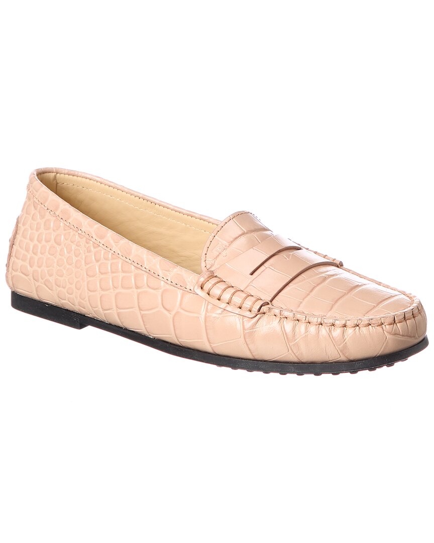 TOD'S TOD’S GOMMINO CROC-EMBOSSED LEATHER LOAFER