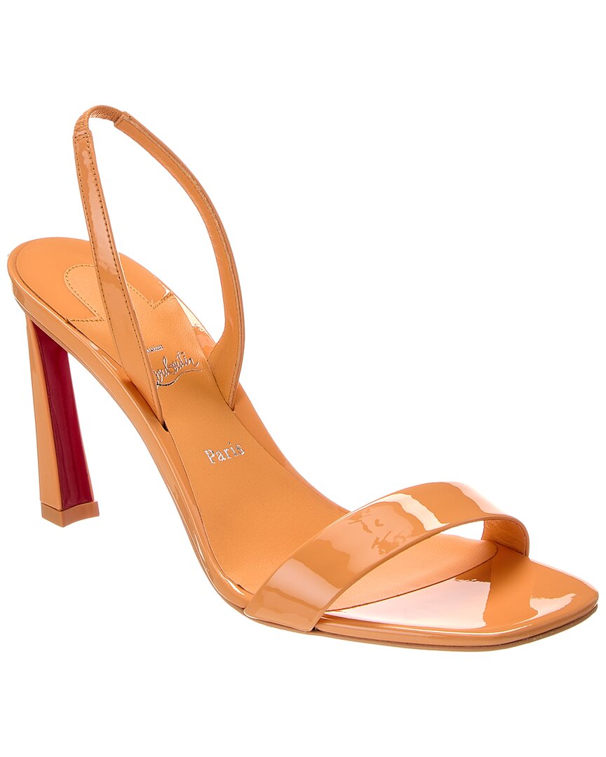Christian Louboutin O Condora 85 Patent-leather Slingback Sandals In Orange