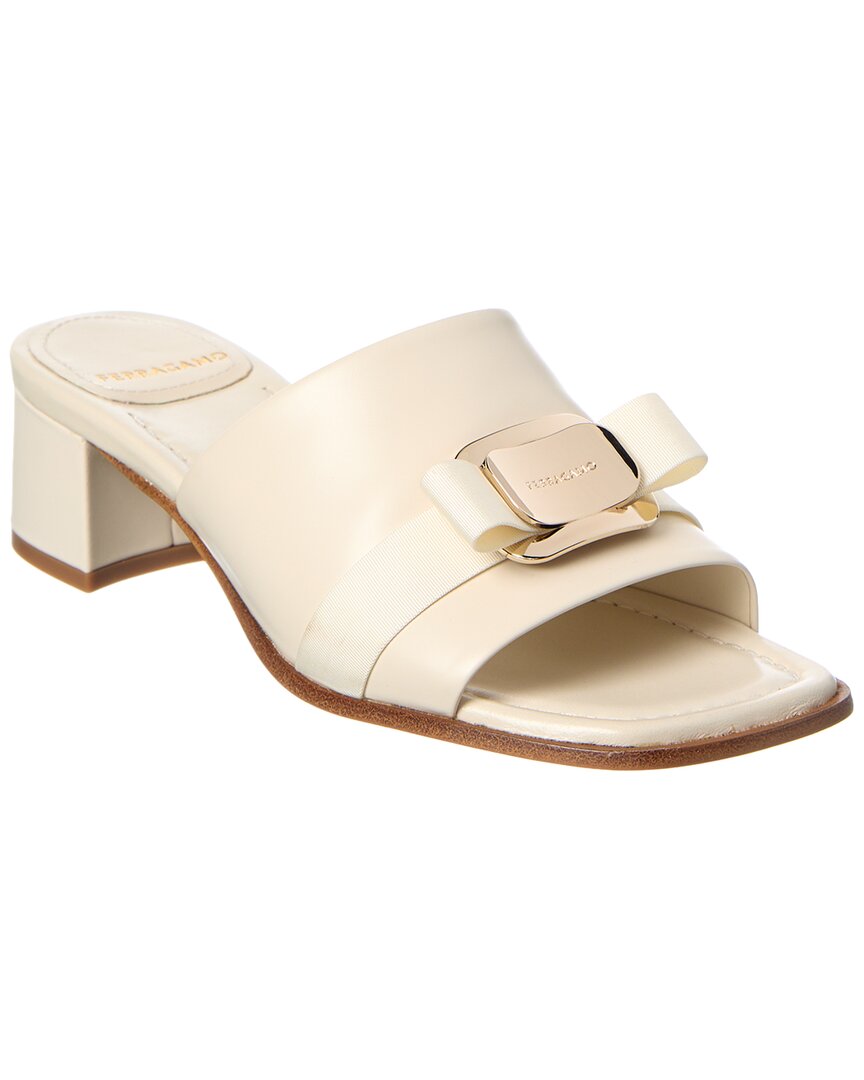 Ferragamo Woman New Vara Plate Mule In White