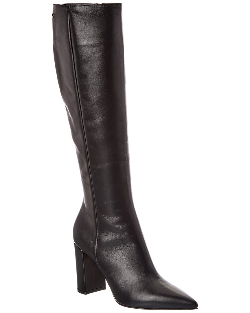 Gianvito Rossi Lyell 85 Leather Knee-high Boot In Black