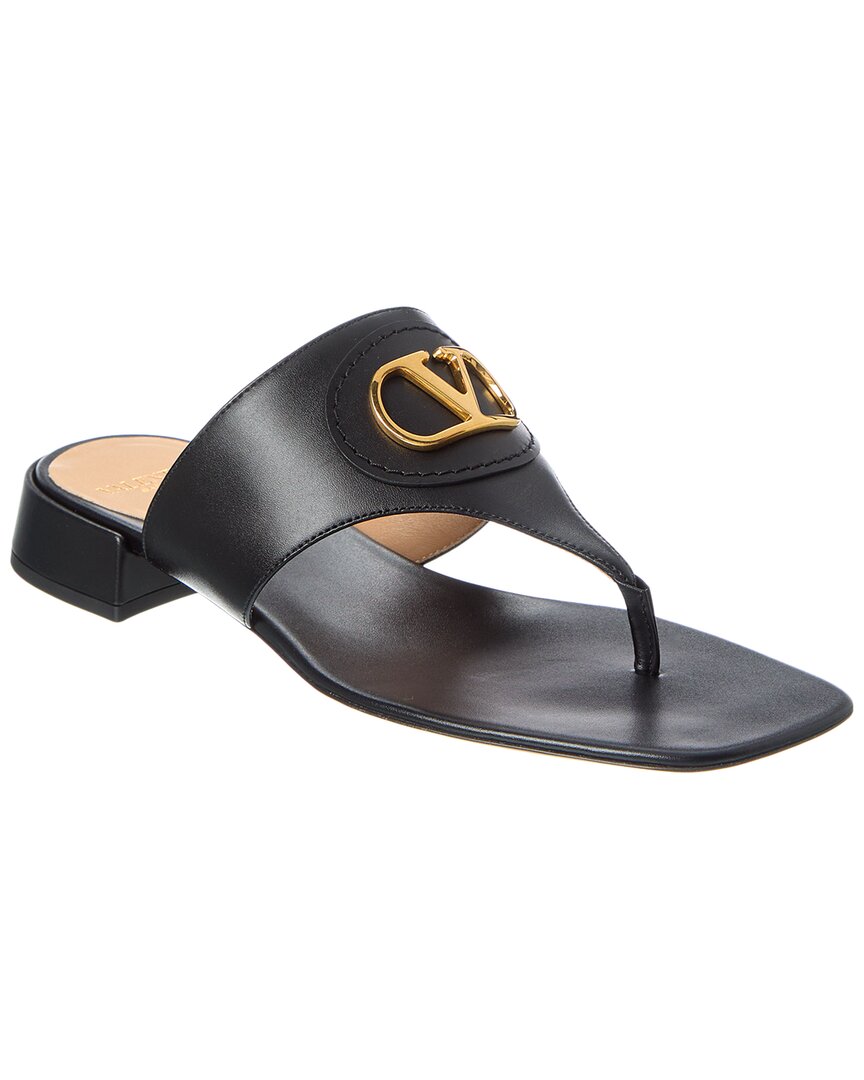 Valentino Vlogo Signature Leather Sandal In Black