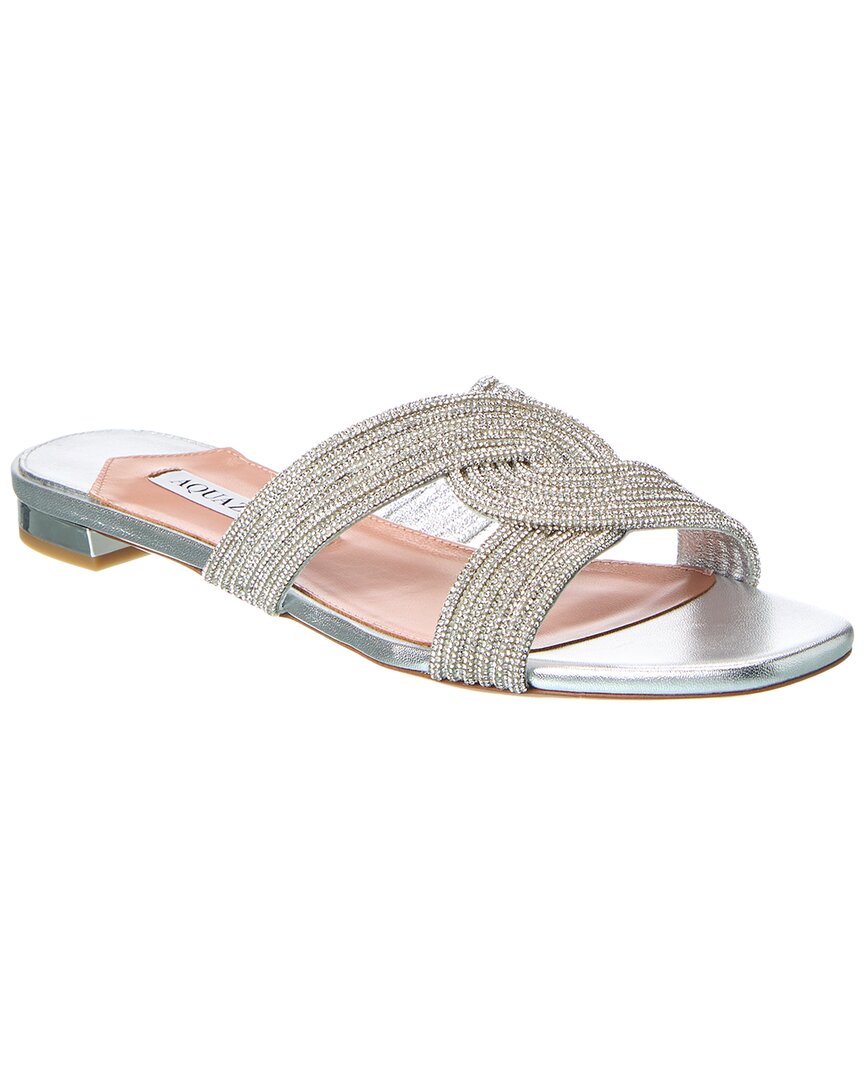 Aquazzura Women's Gatsby Flat Sandals In Silver