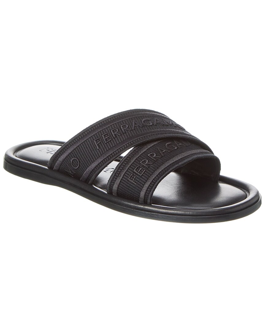 Ferragamo Laurene Logo Womens Round Toe Flat Sandal Slide Sandals In Black