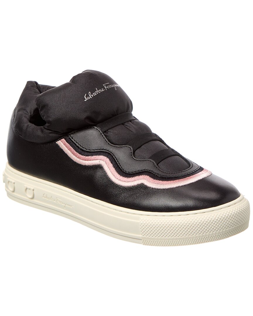 Ferragamo Ramona Leather Sneaker In Black