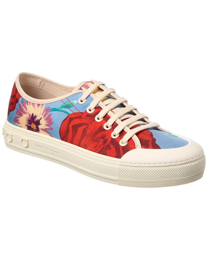 Shop Ferragamo Rebel Printed Canvas Sneaker In Blue