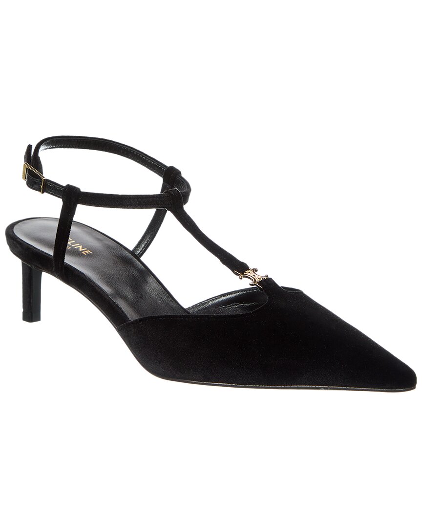 Celine T-bar Velvet Pump
