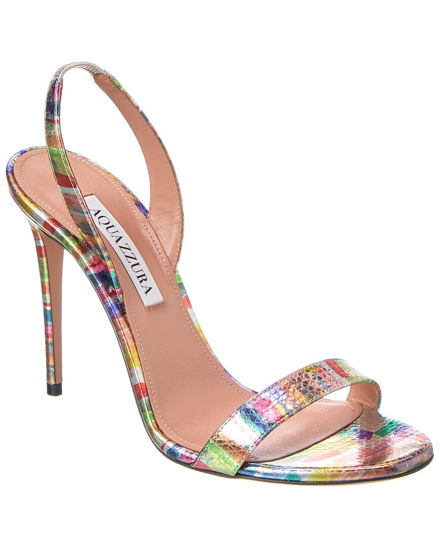 Aquazzura So Nude 105 Printed Snake-effect Leather Slingback Sandals In Green