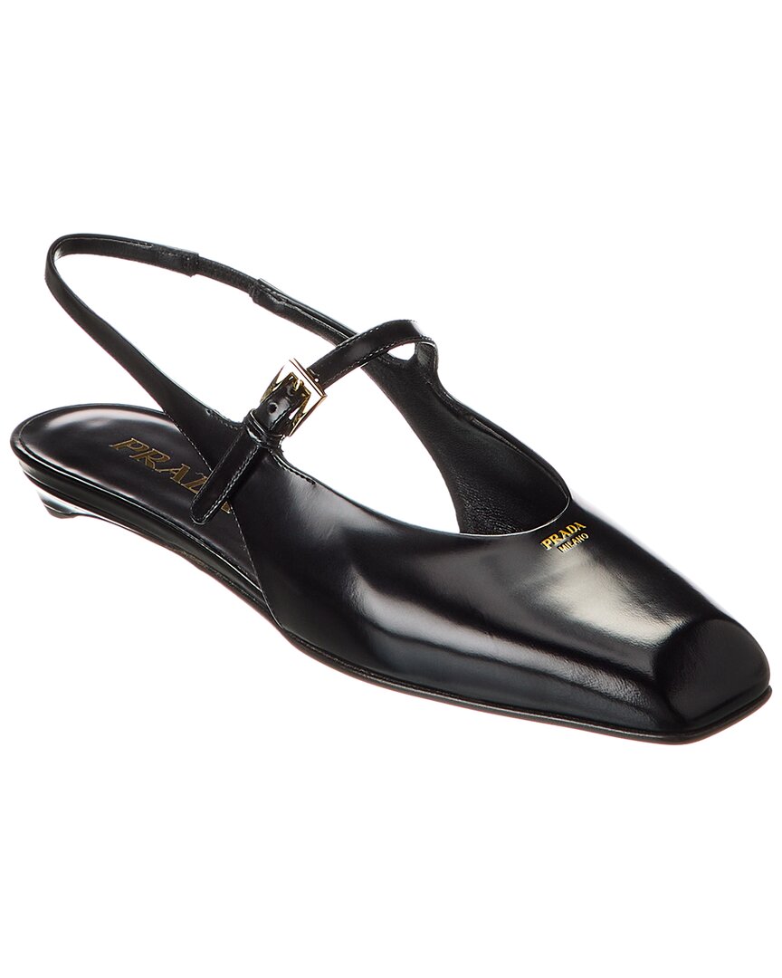 PRADA PRADA MARY JANE PATENT POINTY-TOE SLINGBACK BALLERINA FLAT