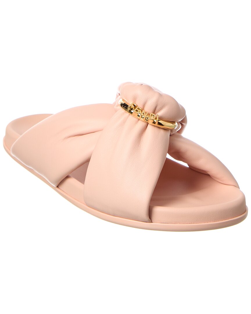 Fendi Feel Knotted Slide Sandal In Pink