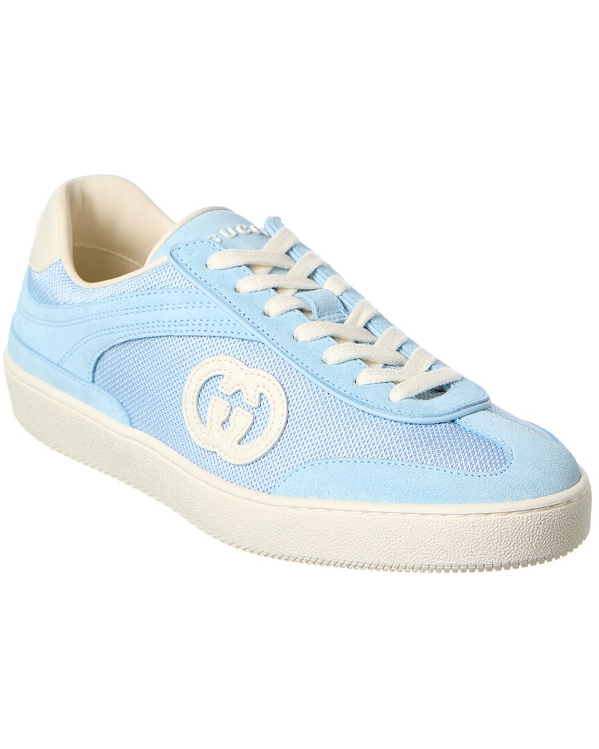 Gucci Interlocking G Canvas & Suede Sneaker In Blue