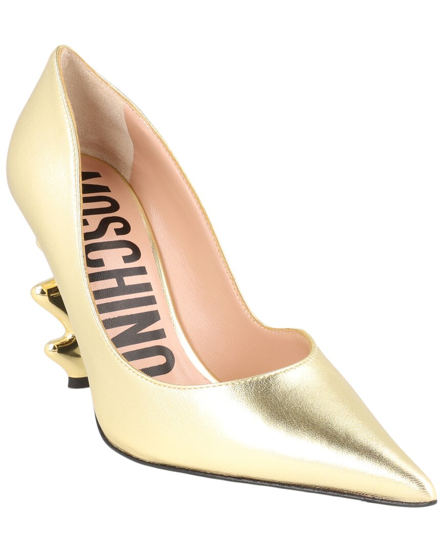 Moschino Statement Pointed Toe Pump In Yellow