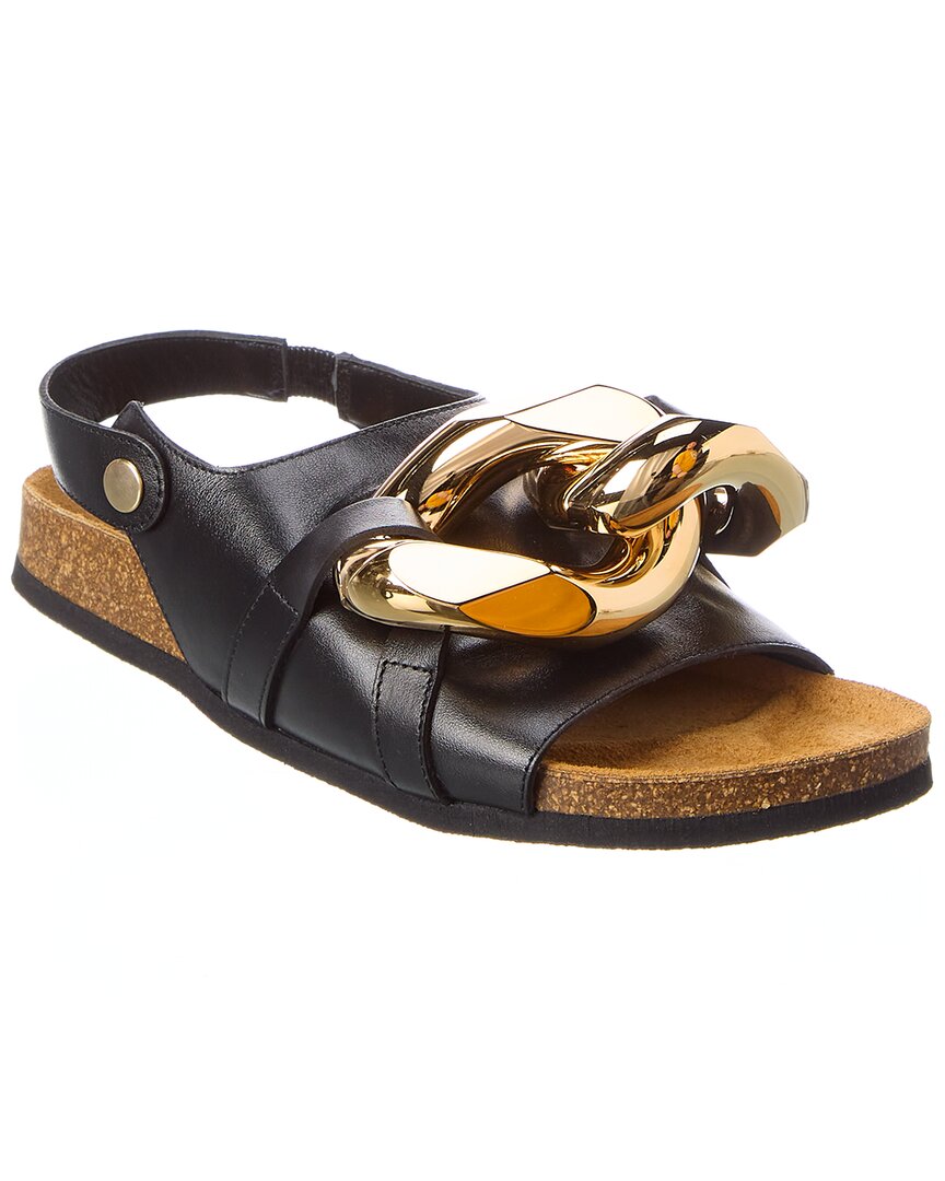 Shop Jw Anderson Chain Leather Sandal In Black