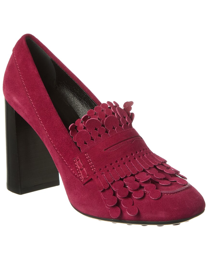 Tod's Suede Pump In Pink