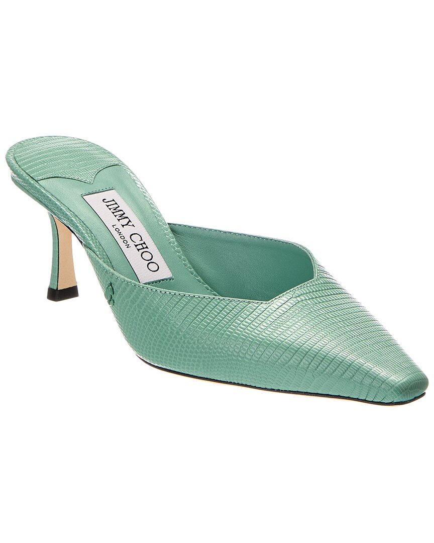 Jimmy Choo Vivi 65 Embellished Lizard-effect Leather Mules