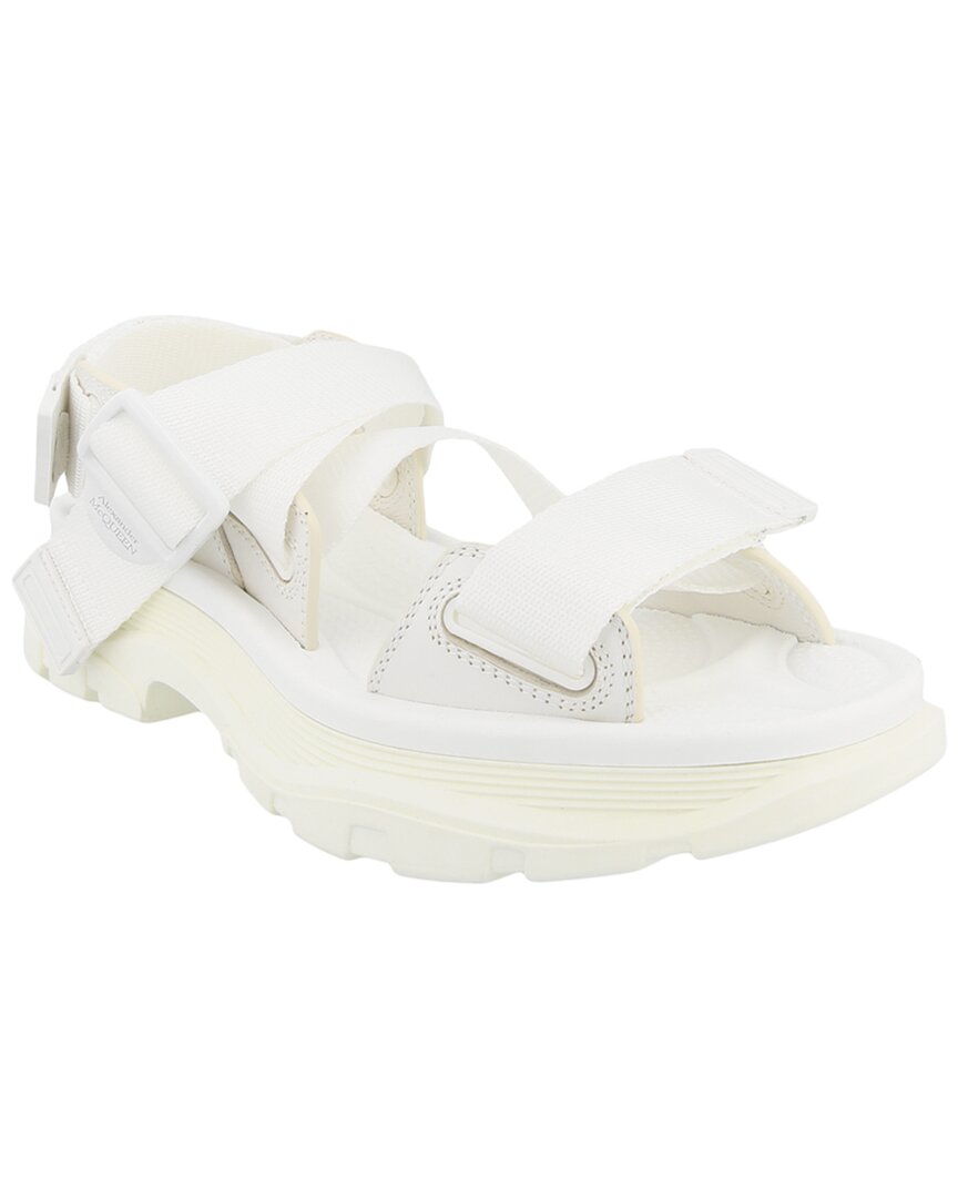 Alexander Mcqueen Tread Leather Sandal In White