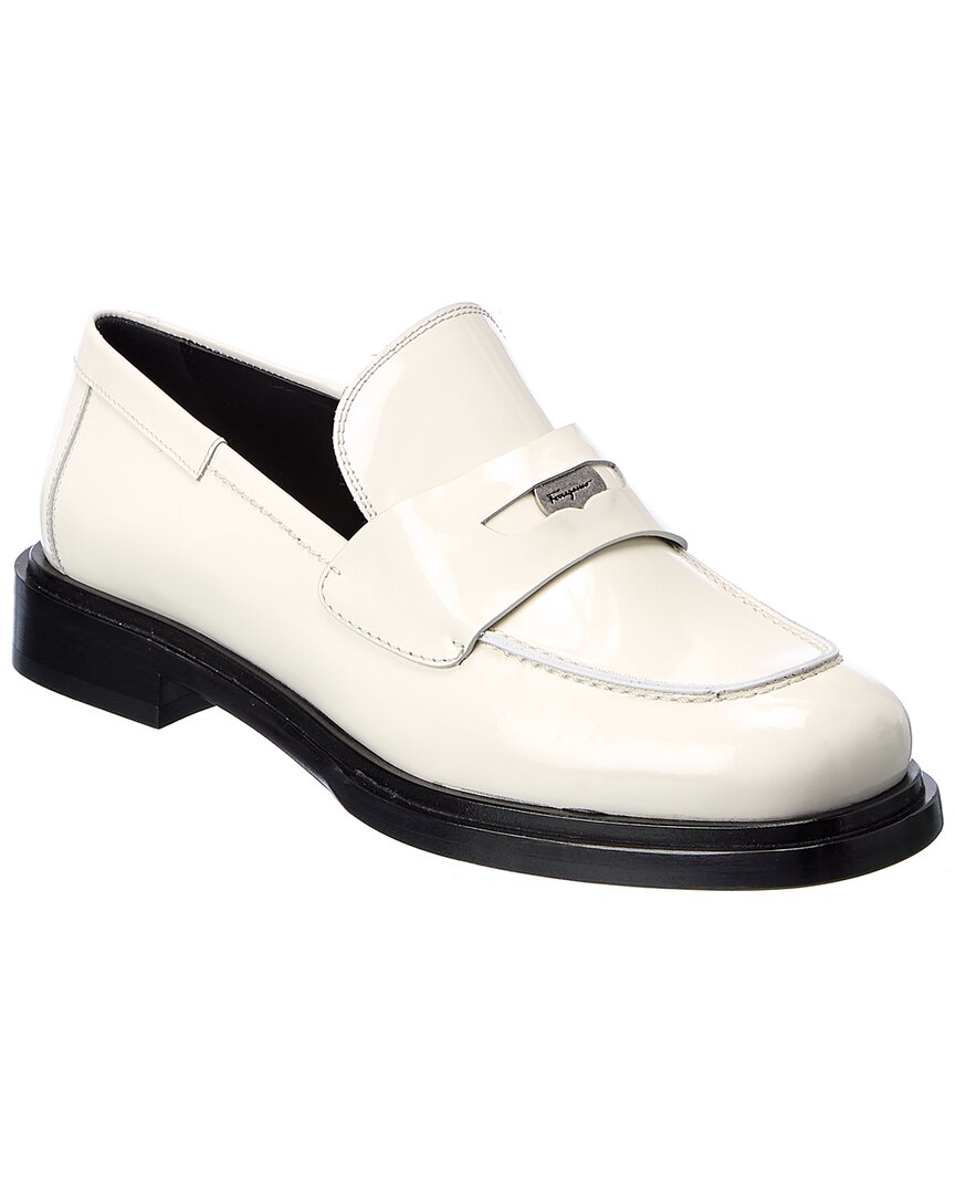 Ferragamo Nyx 30 Patent Penny Loafer In White