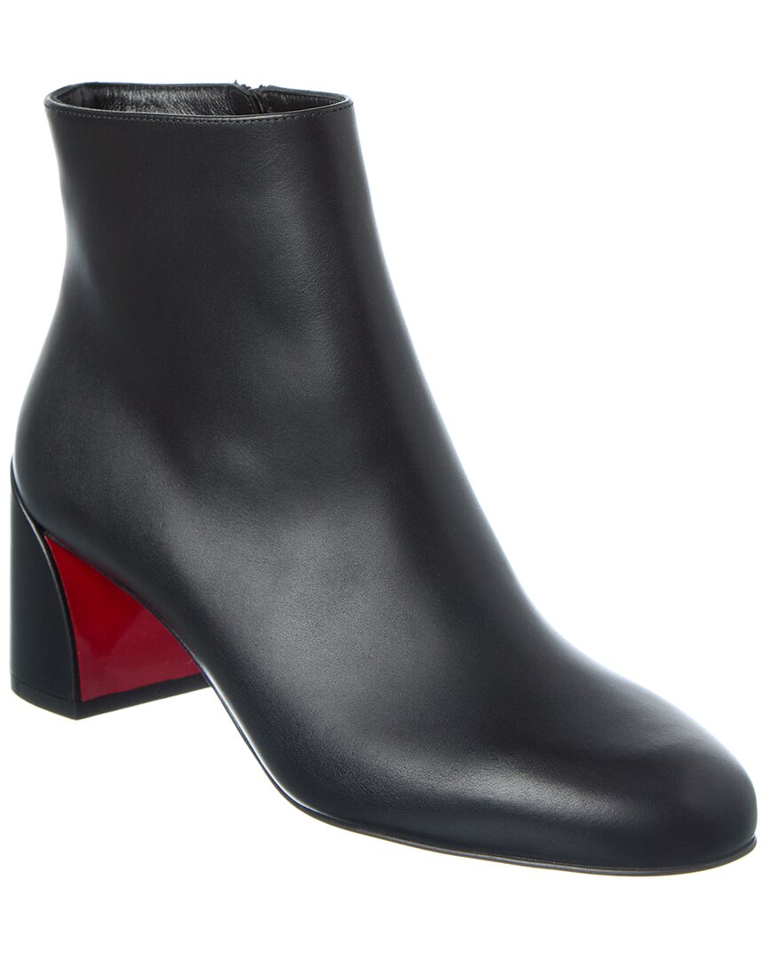 Christian Louboutin Turela Leather Side-zip Red Sole Booties In Black