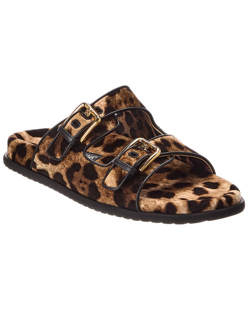 Dolce & Gabbana Leopard-print Sandals In Brown