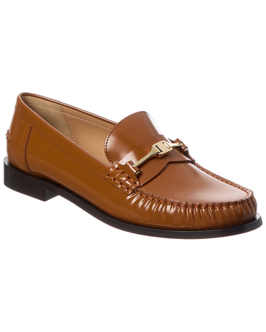 Ferragamo New Vara Chain Leather Loafer In Brown