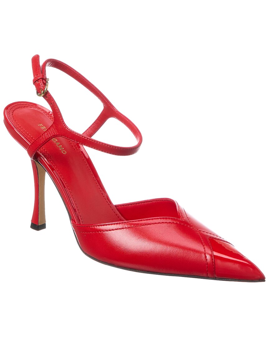 Ferragamo Erula Leather Pump In Red