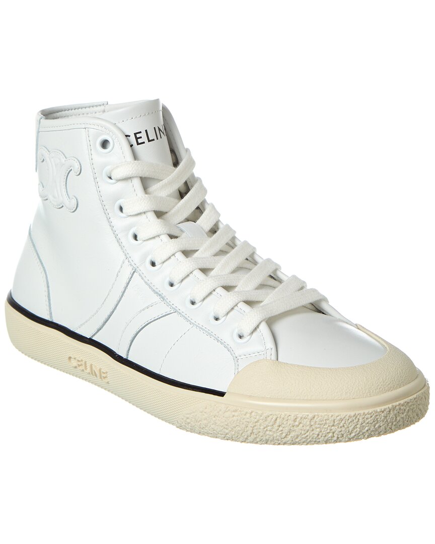 Shop Celine As-01 Low Lace Alan Leather Sneaker In White