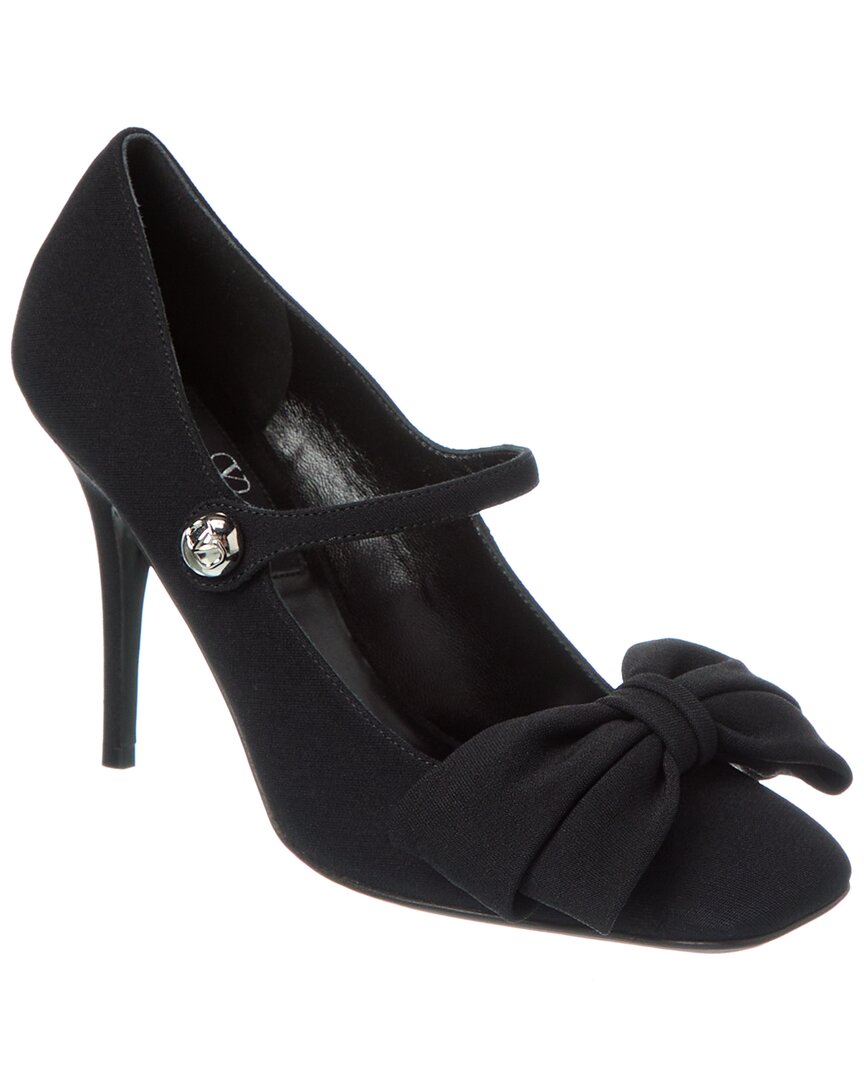 Valentino Garavani Garavani Bowjane Mary-jane Pumps In Crepe Fabric 100mm Woman Black 39.5 In Black