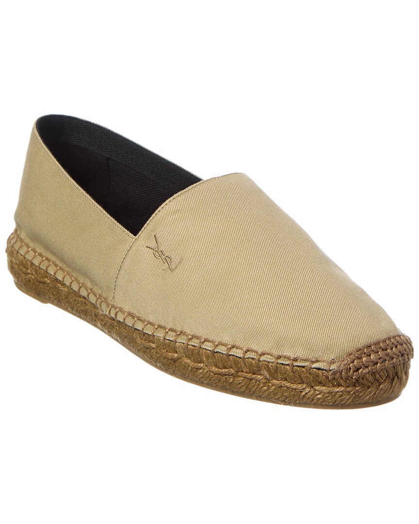 Saint Laurent Cotton Ysl Slip-on Espadrilles In Beige