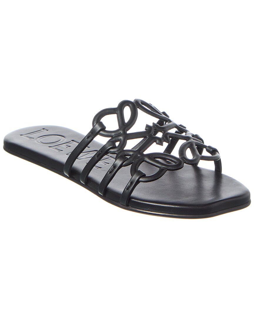 Loewe Petal Anagram Slides In Soft Calfskin