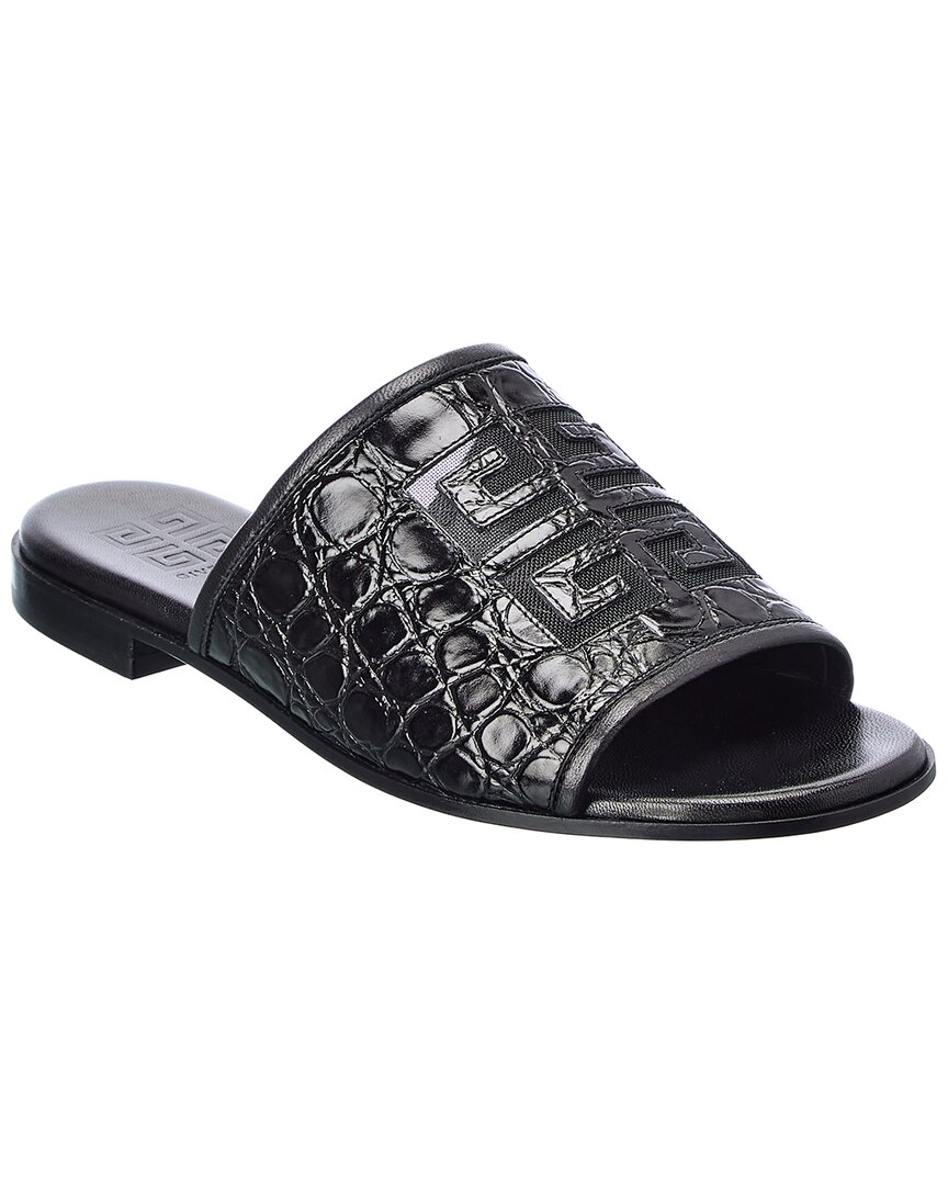 givenchy 4g croc-embossed leather sandal