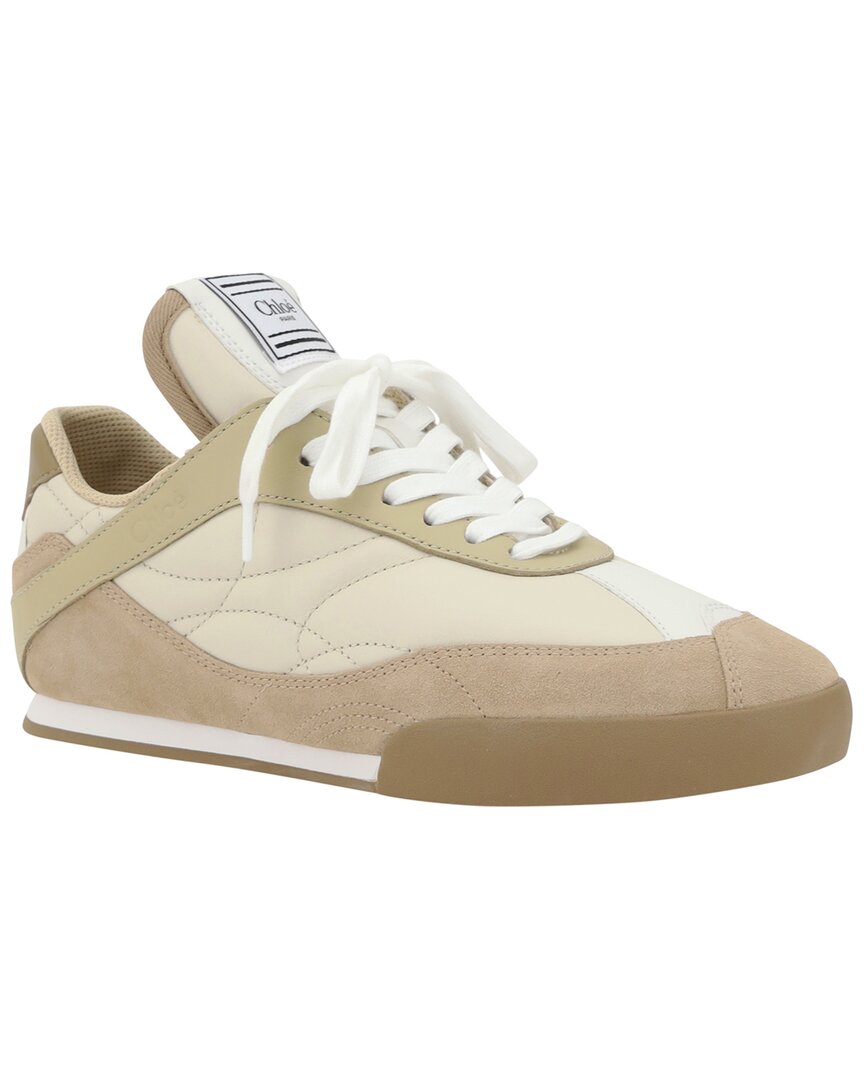 Shop Chloé Kick Leather-trim Sneaker