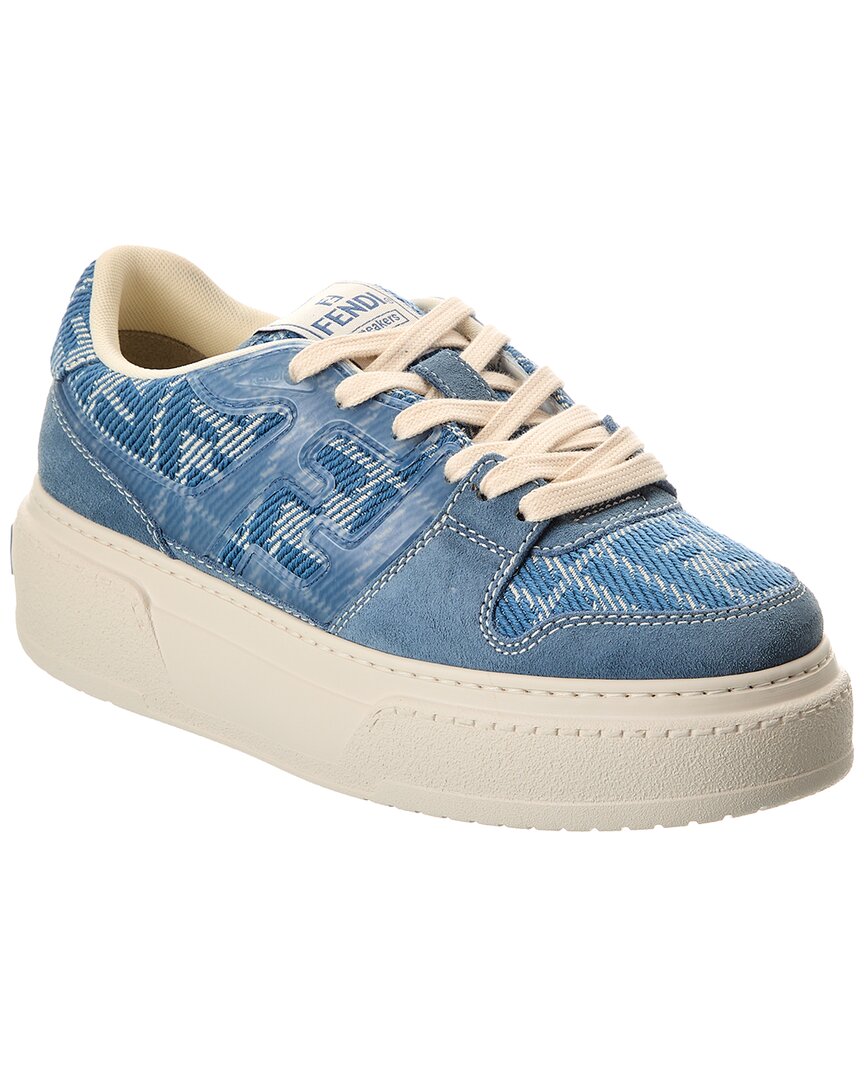 Shop Fendi Match Ff Jacquard & Suede Platform Sneaker In Blue