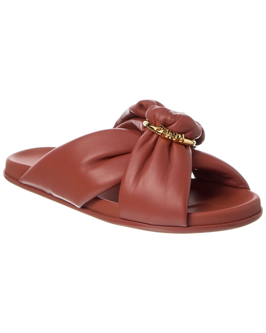 Fendi Sienna Leather Sandals In Brown