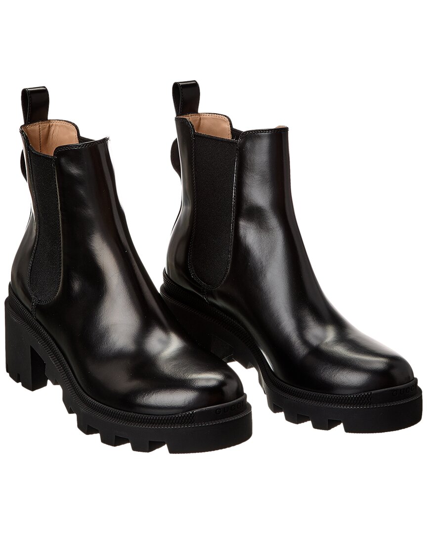 Gucci Leather Bootie In Black