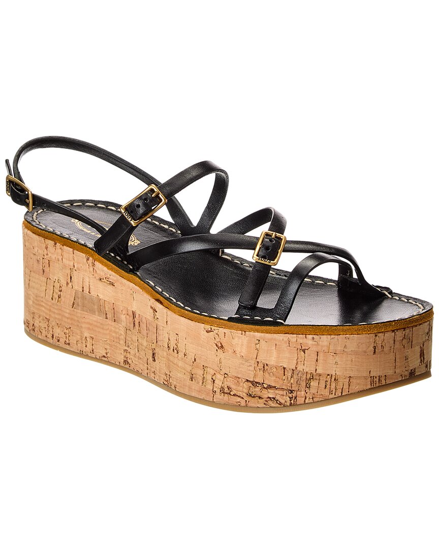 Tod's Tods Logo Leather Wedge Sandal