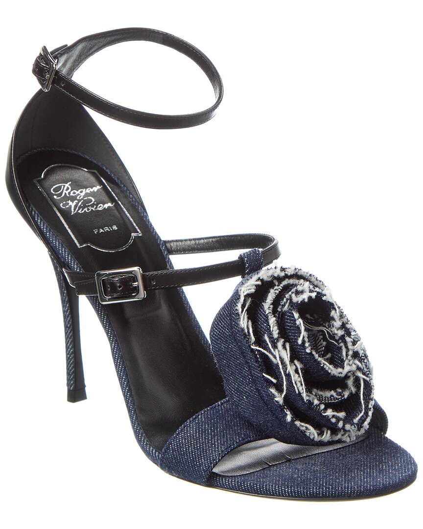 Shop Roger Vivier Denim & Leather Sandal